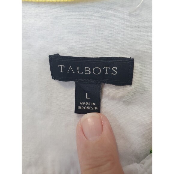Talbots Cotton White Lemon Embroidered Button-Up Shirt Size Large - Picture 4 of 6